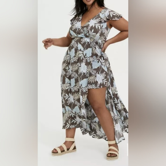 Maxi Gauze Walk-Through Boho Dress Romper Tropical Women's Size 1X - Picture 9 of 14